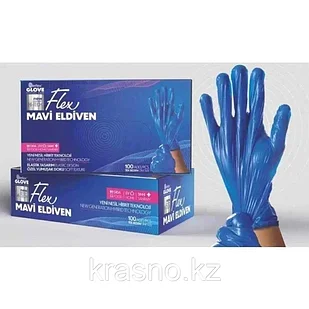 Перчатки L-XL 100шт голубые гибридные Flex