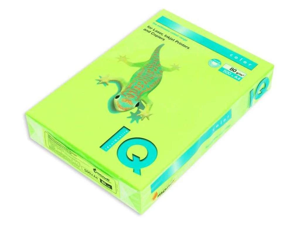 Бумага цветная IQ Color, А4, 80 г/кв.м., 500 л., зеленый неон NEOGN