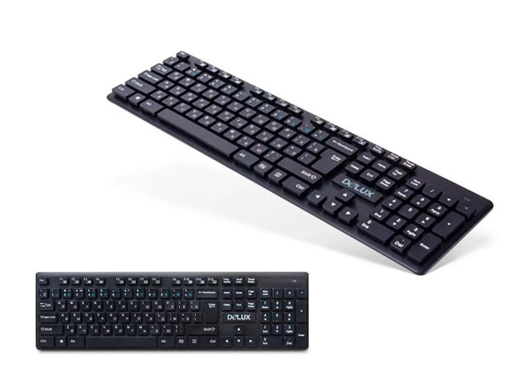 Клавиатура беспроводная Delux DLK-150GB черная, Анг/Рус/Каз