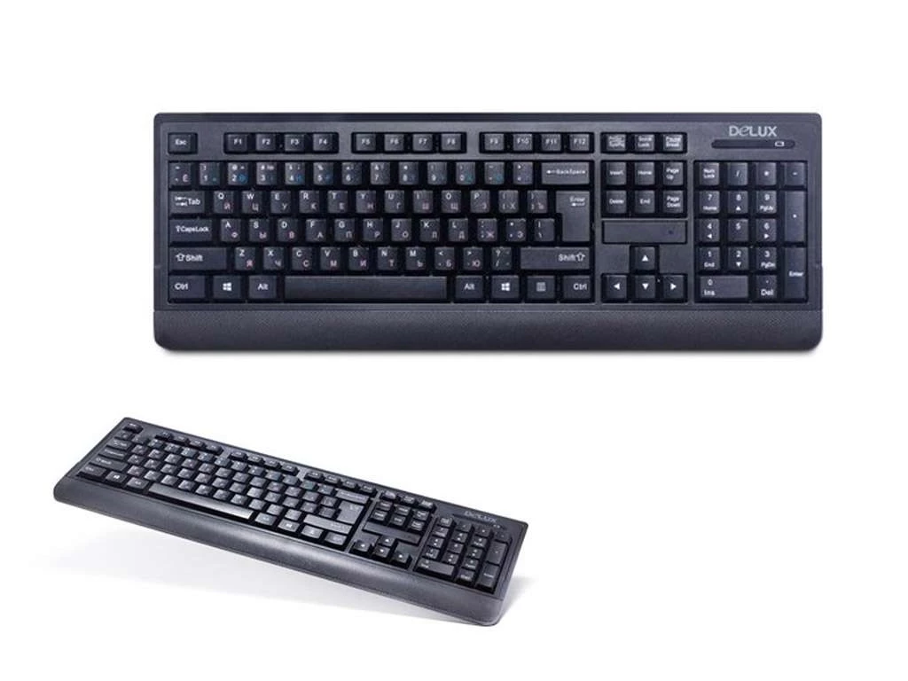 Клавиатура беспроводная Delux DLK-6010GB черная, Анг/Рус/Каз