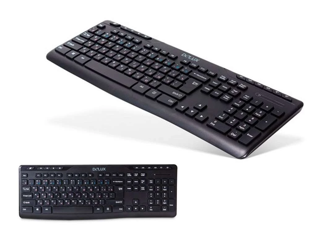 Клавиатура беспроводная Delux DLK-06GB черная, Анг/Рус/Каз