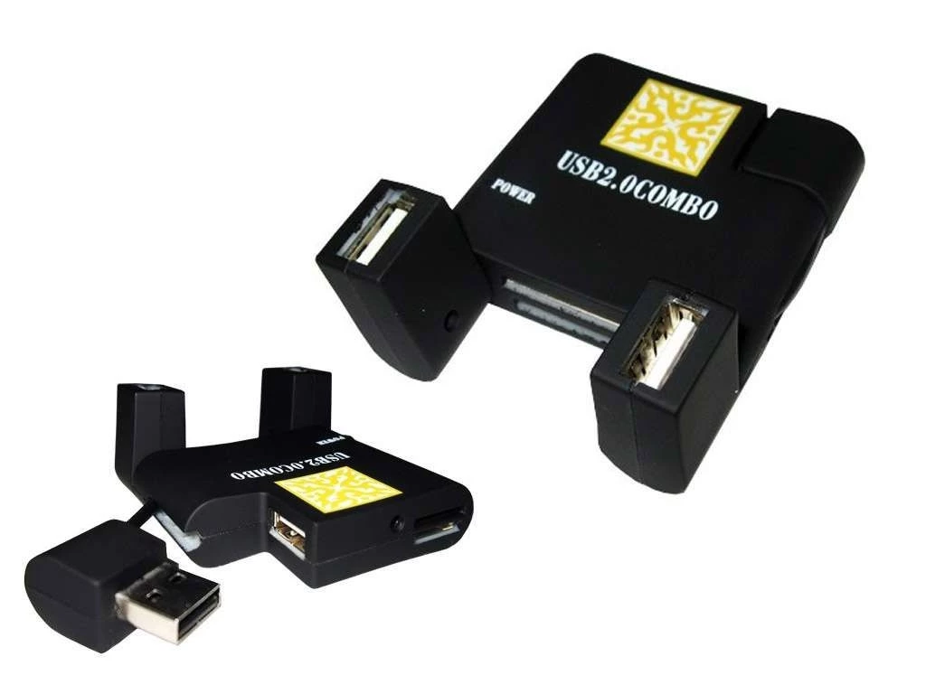 Кардридер All in 1 + расширитель USB 2.0 Combo черный