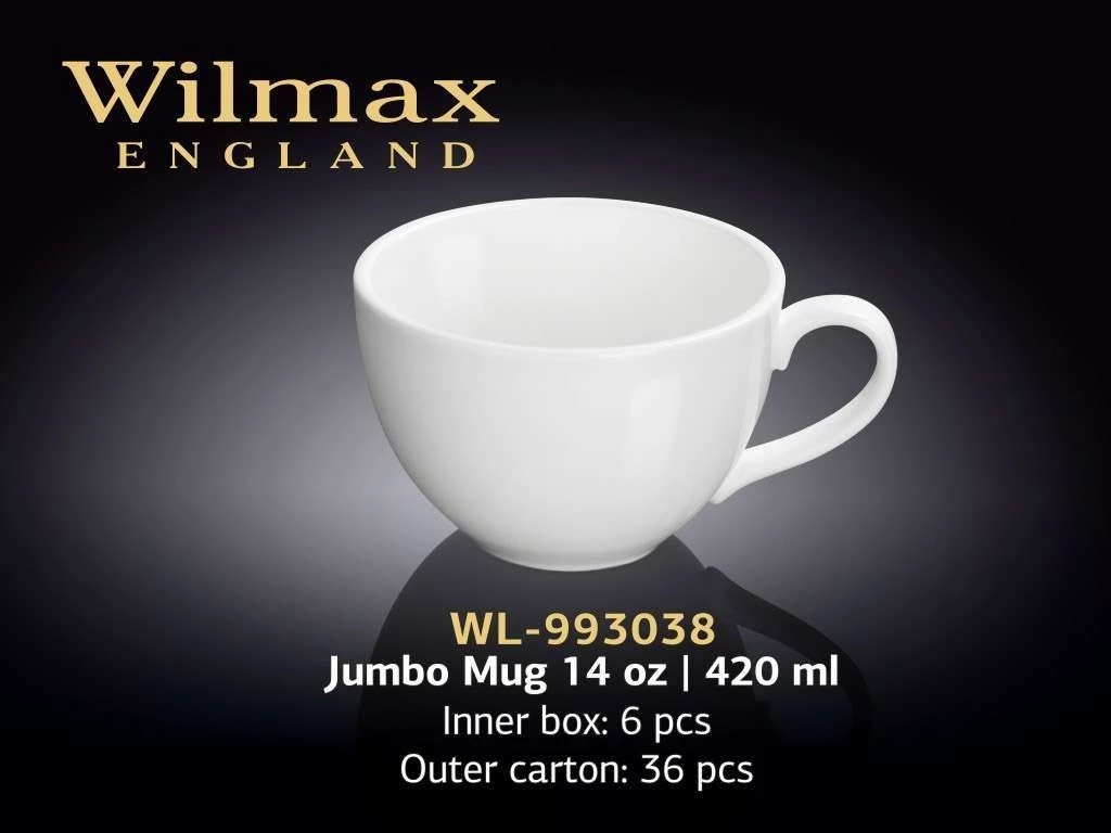 Кружка "Wilmax" Jumbo Mug, 420 мл., фарфор, белая