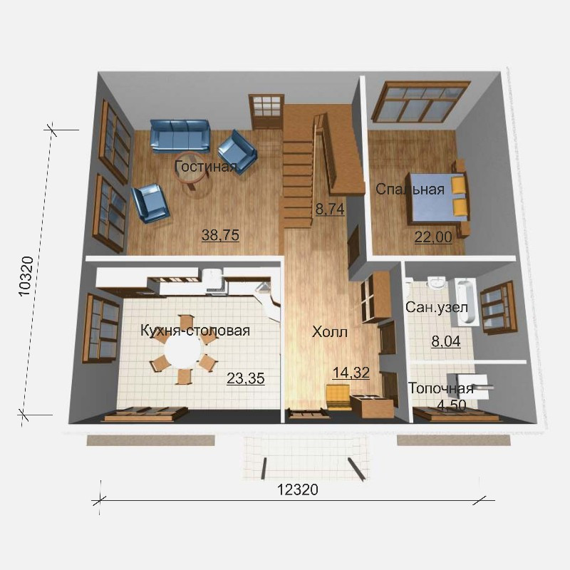 Дом стандарт планировки 255 м2, потолок 3,0-С53 - фото 2 - id-p93567383