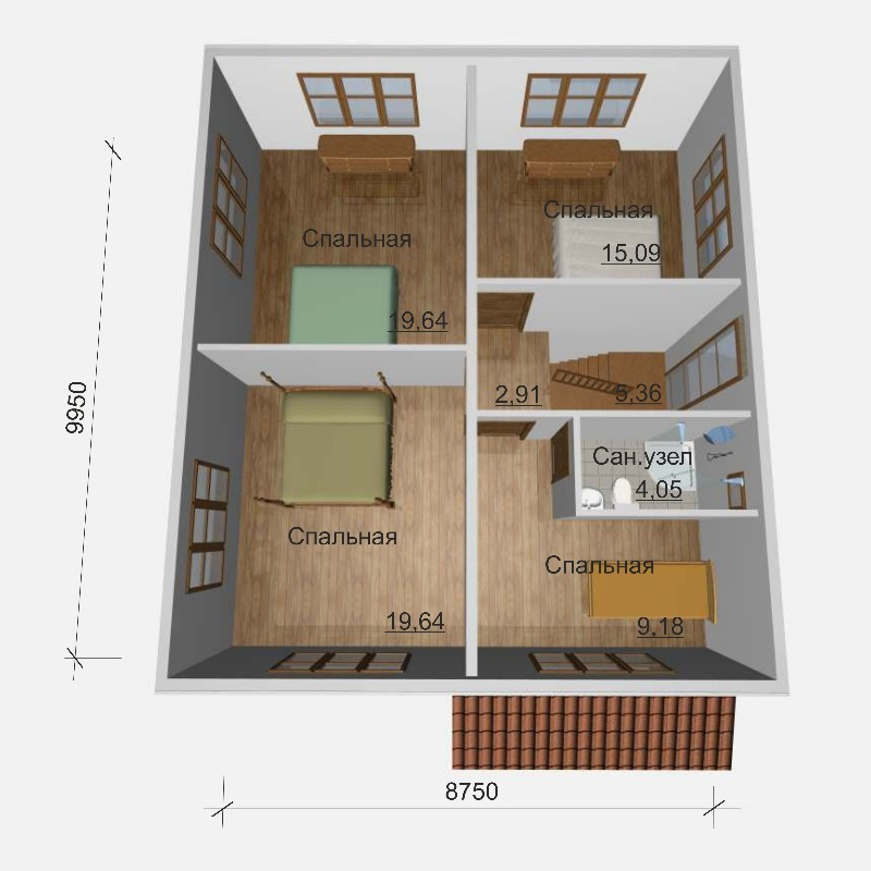 Дом стандарт планировки 174 м2, потолок 2,5-С34 - фото 3 - id-p93567391