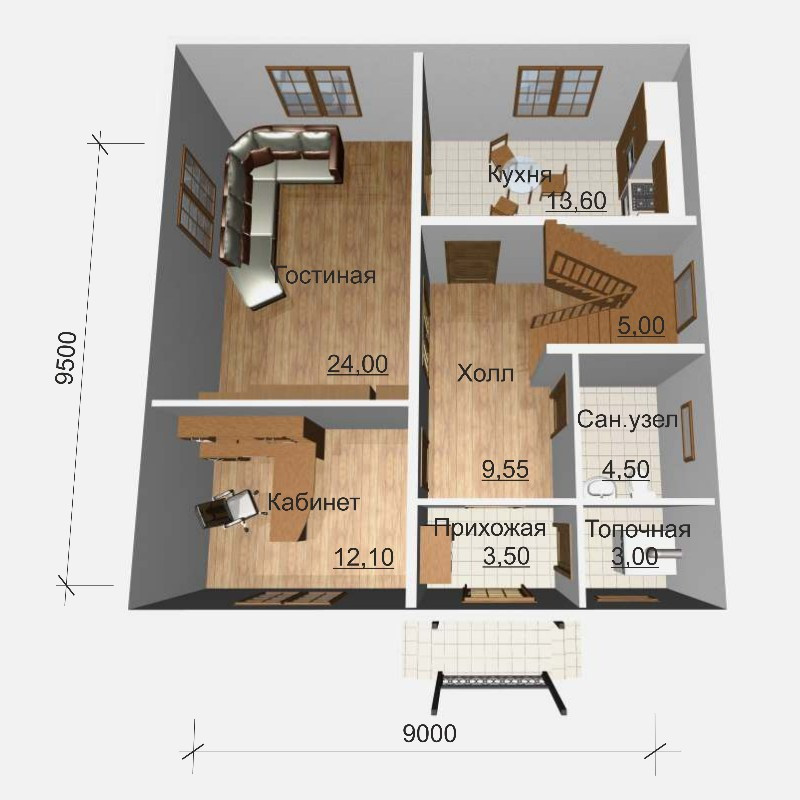 Дом стандарт планировки 171 м2, потолок 2,85-С28 - фото 2 - id-p93567395