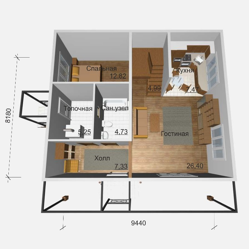 Дом стандарт планировки 154 м2, потолок 2,85-С20 - фото 2 - id-p93567398