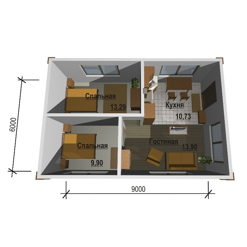 Дом стандарт планировки 54 м2, потолок 2,5-С4 - фото 2 - id-p93567405