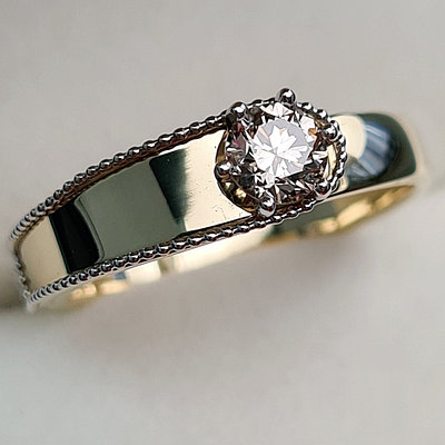 Золотое кольцо с бриллиантами 0.36Сt VVS2/N, EX - Cut