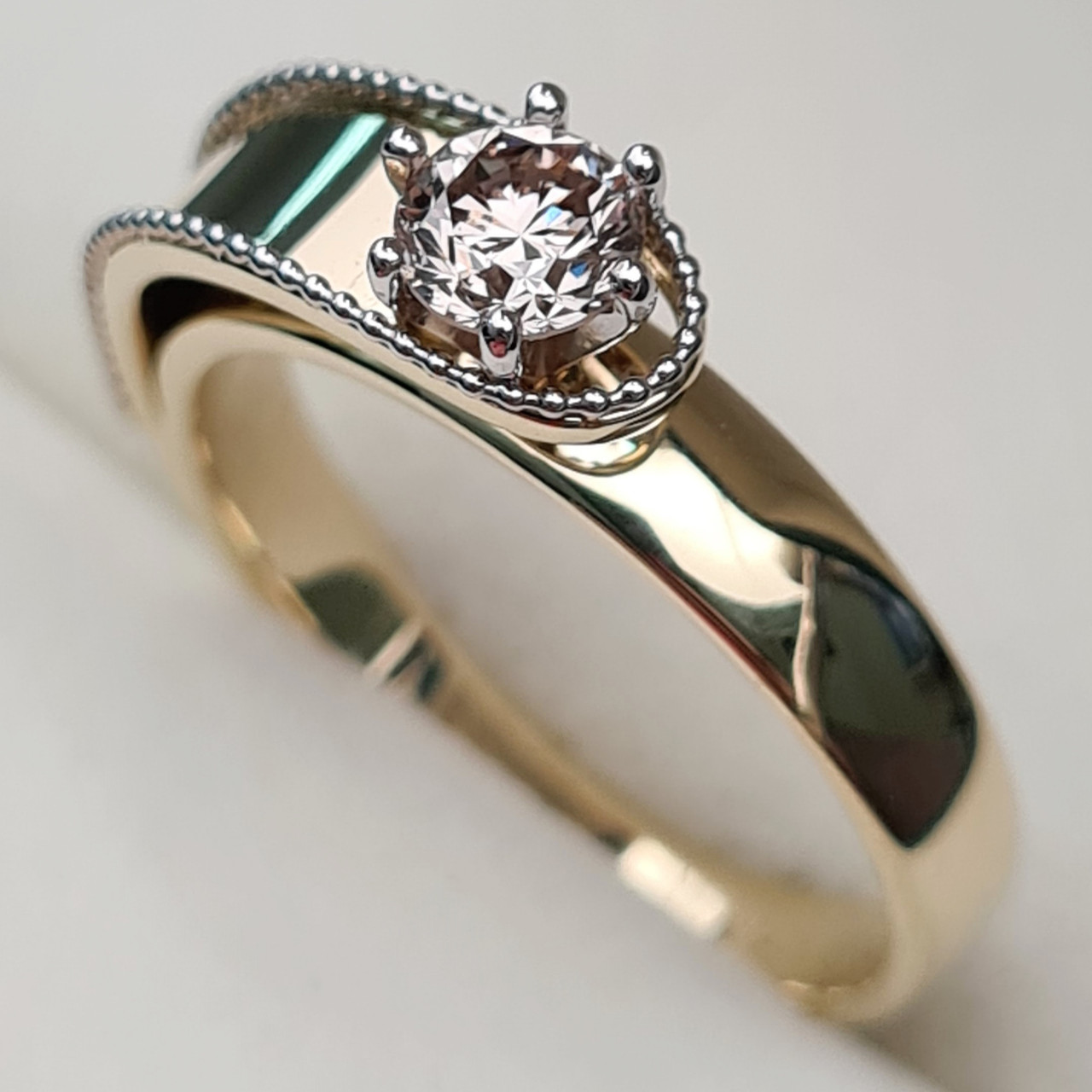 Золотое кольцо с бриллиантами 0.36Сt VVS2/N, EX - Cut - фото 3 - id-p93562073