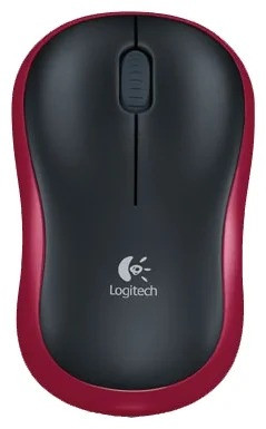 Мышь Logitech M185, 910-002240, беспроводная, светодиодная, черно-красная, фото 1