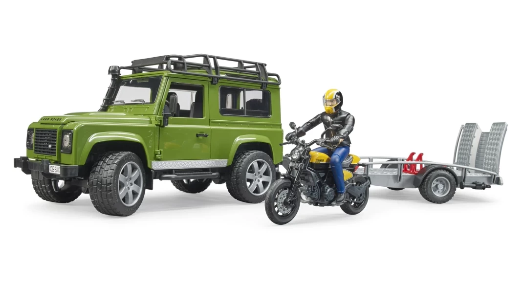 Bruder Внедорожник Land Rover с мотоциклом Ducati и фигуркой