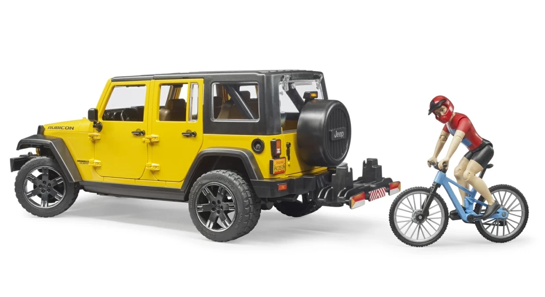 Bruder Внедорожник Wrangler Rubicon Unlimited c велосипедистом и фигуркой