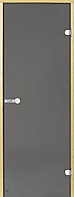 Дверь стеклянная Harvia 7х19 (коробка сосна, стекло серое, артикул D71902M)