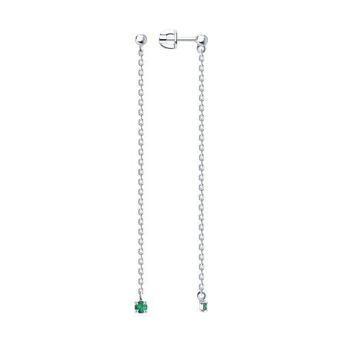 Серьги DIAMANT ( SOKOLOV ) серебро с родием, изумруд нат. 94-222-01102-3