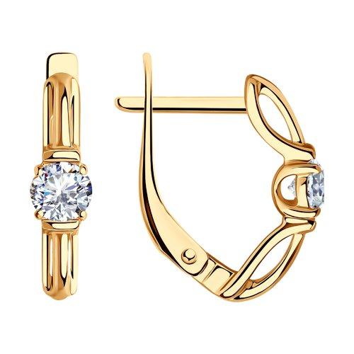 Серьги DIAMANT ( SOKOLOV ) серебро с позолотой, фианит 93-120-01370-1