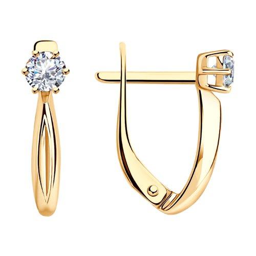 Серьги DIAMANT ( SOKOLOV ) серебро с позолотой, фианит 93-120-01376-1