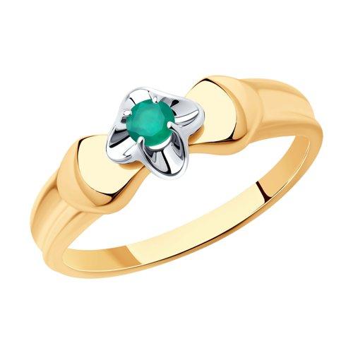Кольцо DIAMANT ( SOKOLOV ) серебро с родием, агат зеленый 93-310-00974-1 размеры - 17 18,5