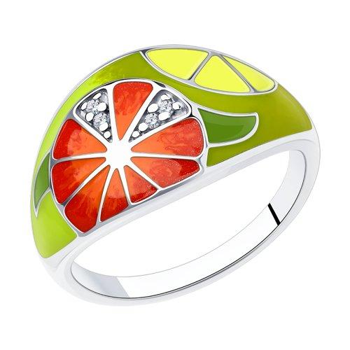 Кольцо DIAMANT ( SOKOLOV ) серебро с родием, фианит , эмаль 94-110-01134-1 размеры - 17 17,5 18 19,5