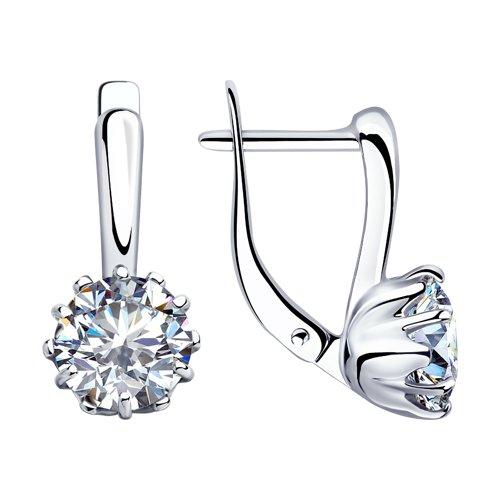 Серьги DIAMANT ( SOKOLOV ) серебро с родием, фианит , с английским замком 94-120-01218-1