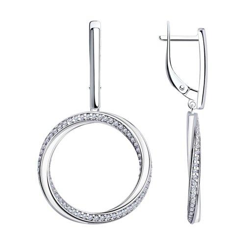 Серьги DIAMANT ( SOKOLOV ) серебро с родием, фианит , эмаль 94-121-01313-2