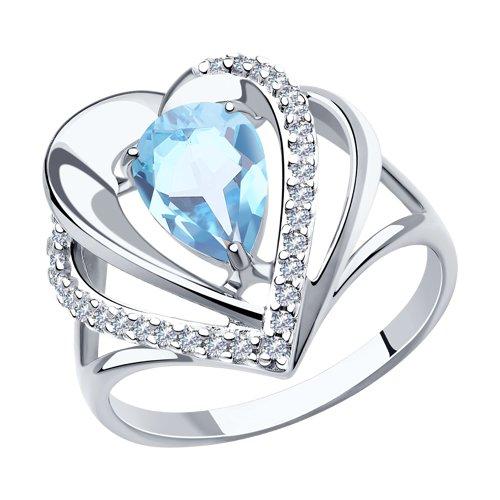 Кольцо DIAMANT ( SOKOLOV ) из черненного серебра, топаз, фианит 94-310-00545-2 размеры - 17 17,5 18 18,5 19