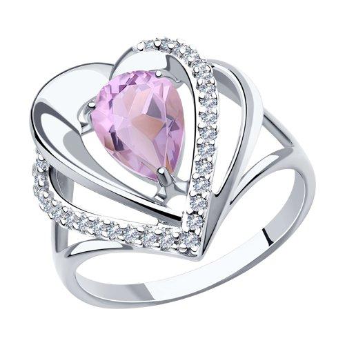 Кольцо из серебра с аметистом и фианитами DIAMANT ( SOKOLOV ) 94-310-00545-3 покрыто родием