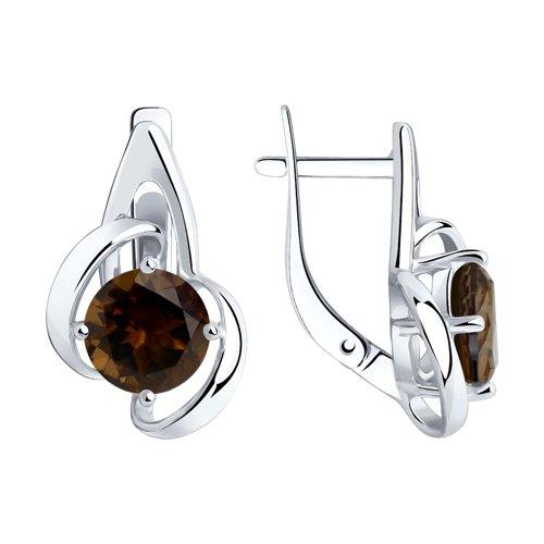 Серьги DIAMANT ( SOKOLOV ) из черненного серебра, раух-топаз 94-320-00606-3