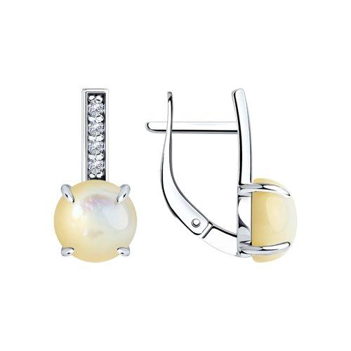 Серьги DIAMANT ( SOKOLOV ) серебро с позолотой, перламутр , фианит 94-320-00887-1