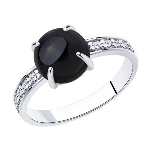 Кольцо DIAMANT ( SOKOLOV ) из черненного серебра, агат, фианит 94-310-00887-2 размеры - 17 18