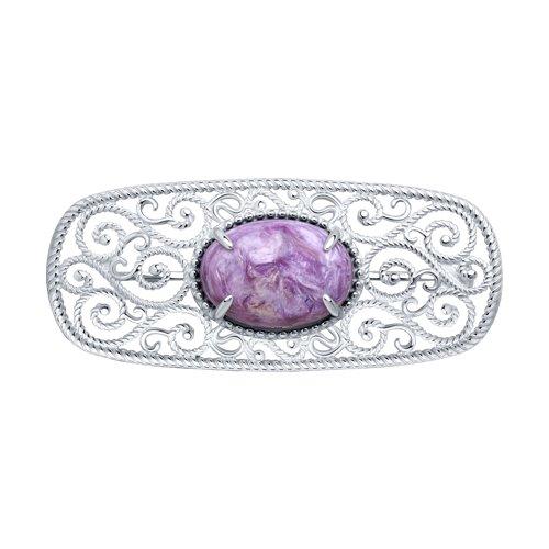 Брошь DIAMANT ( SOKOLOV ) из черненного серебра, чароит 94-340-00895-1