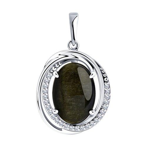 Подвеска DIAMANT ( SOKOLOV ) из черненного серебра, обсидиан, фианит 94-330-00962-1