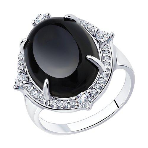 Кольцо DIAMANT ( SOKOLOV ) серебро с позолотой, агат, фианит 94-310-01031-1 размеры - 18 18,5 19