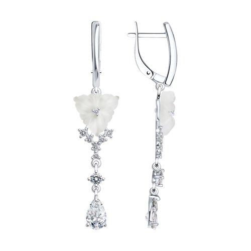 Серьги DIAMANT ( SOKOLOV ) из черненного серебра, фианит , кварц 94-321-01279-1