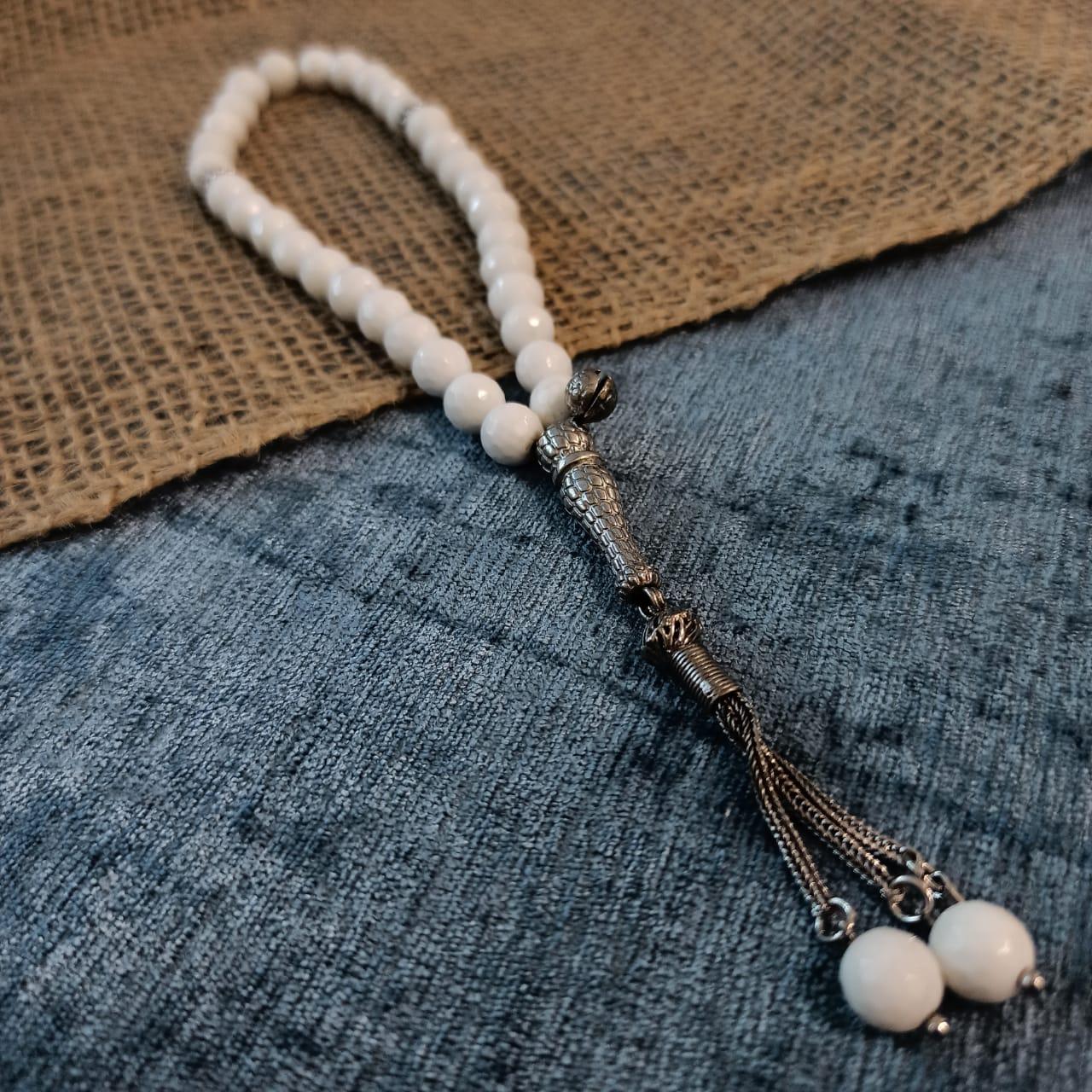 Четки с белым ониксом/ 33 шарика, фото 1