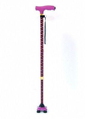 Трость телескопическая 4-х опорная с блестящей стойкой "Спираль" бордовая ТР4 Спираль, 720-950
