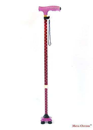 Трость телескопическая 4-х опорная с блестящей стойкой "Звезда" бордовая ТР4 Звезда, 720-950 - фото 1 - id-p93654565