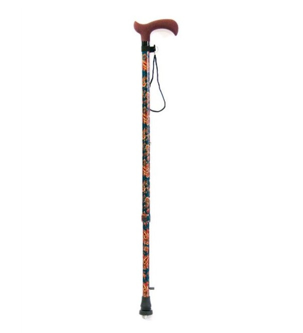 Трость телескопическая с цветной стойкой "Весенний сад" с деревянной ручкой ТР1, 730-955