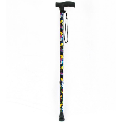 Трость телескопическая с цветной стойкой "Бабочки" с прямой пластмассовой ручкой ТР1 (ПР)