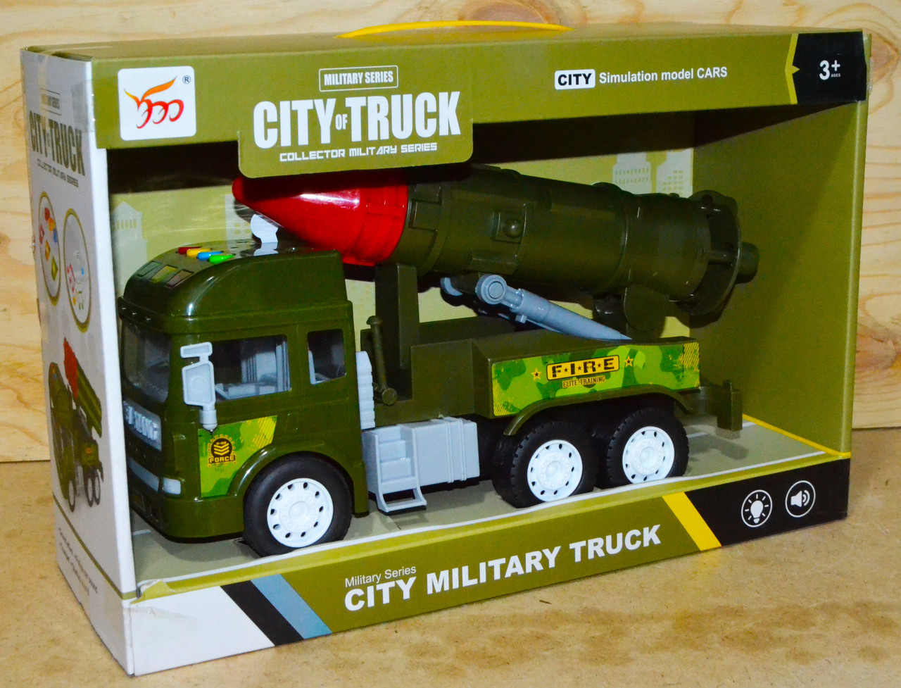 711-1/2 City truck военный трейлер с ракетой 4 функции,звук 34*23см