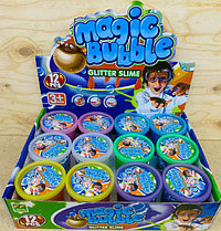 6805 Слайм Magic bubble Glitter slime(7*7см) 6 расцветок из 12шт, цена за 1шт