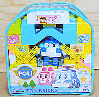 990-014 Констр Toy Bricks в рюкзаке Робокар Поли, 52дет, голуб цвет, 20*20см