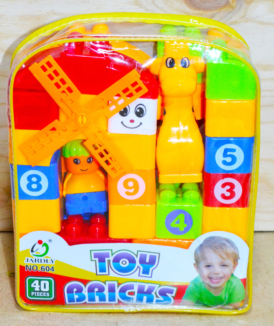 604 Конструктор в рюкзаке Toy Bricks жираф/мельница 40 деталей 23*19