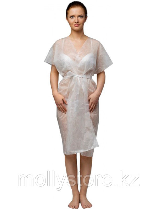 Халат кимоно, белый, спанбонд (10 шт в уп) - фото 1 - id-p93721900