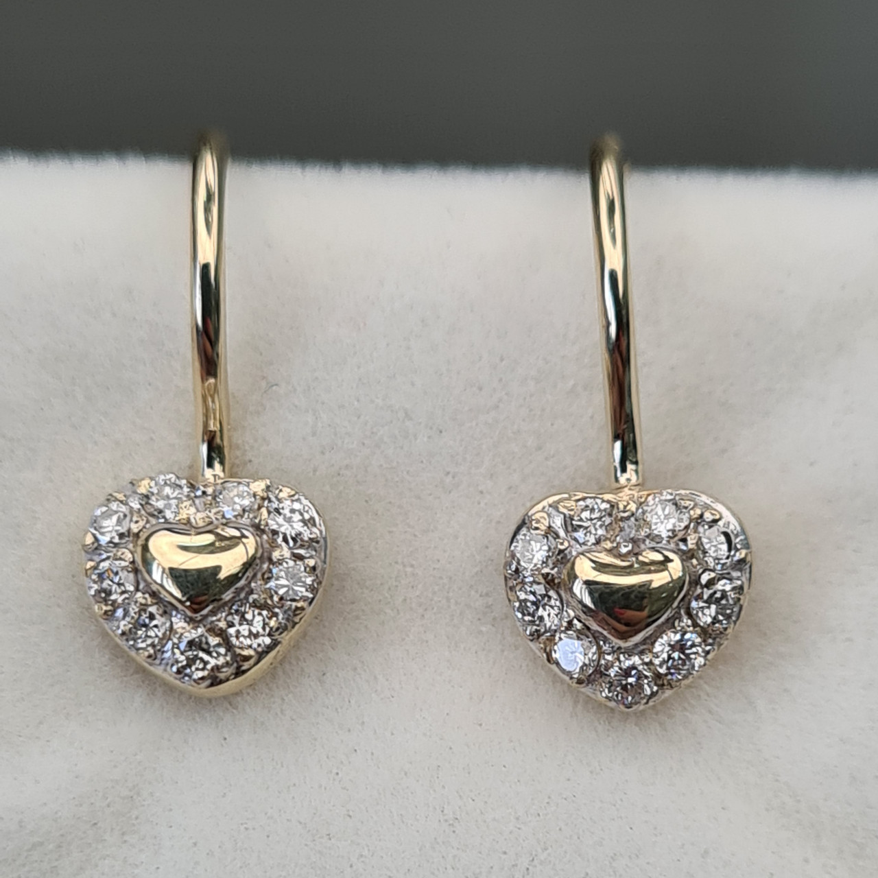 Детские золотые серьги с бриллиантами 0.17Ct VS1/H, Ex-Cut