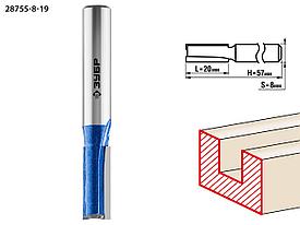 Фреза пазовая прямая с нижними подрезателями, ЗУБР 8x19мм, хвостовик 8мм