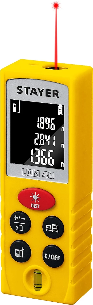 Дальномер лазерный, "LDM-40", дальность 40 м, 5 функций, STAYER Professional