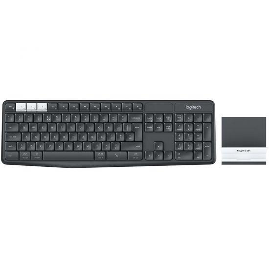 LOGITECH K375s Multi-Device Wireless Keyboard and Stand Combo - GRAPHITE/OFFWHITE - RUS - BT - INTNL - фото 1 - id-p93706825