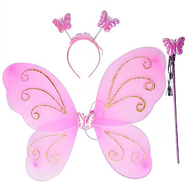 Набор феи, ободок, крылья и палочка, розовый