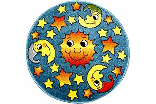 Детский коврик 0,80 х 0,80 Круглый 11081/140 Голубой/ Звёзды+месяцы